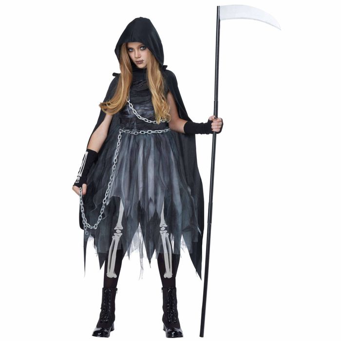 Reaper Girl Grim Death Ghost Horror Ghoul Halloween Book Week Girls Costume S