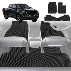 6D Diamond Car Floor Mats for Mazda BT-50 Dual Cab 2011-2020-Full Set-Black-Outback GT