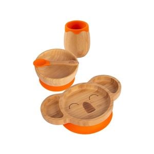 Tiny Dining 4pc Koala Bamboo Suction Baby Feeding Set - Orange