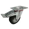 Move It 100mm 70kg Black Rubber Swivel Plate Castor With Brake