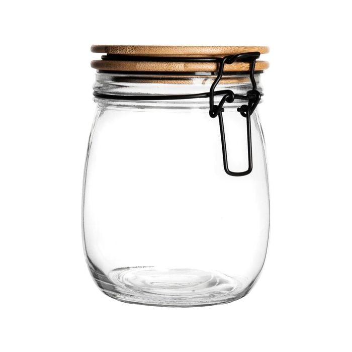Argon Tableware Airtight Storage Jar with Wooden Lid - Round - 750ml