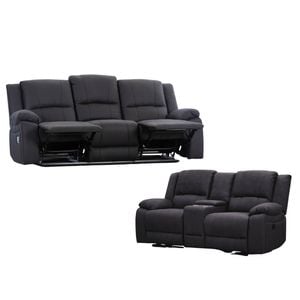 Anderson 2+3 Seater Fabric Electric Recliner Sofa Lounge Chair Set Jet Dark Grey