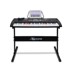 Karrera 61-Keys Electronic LED Keyboard Piano with Stand - Black