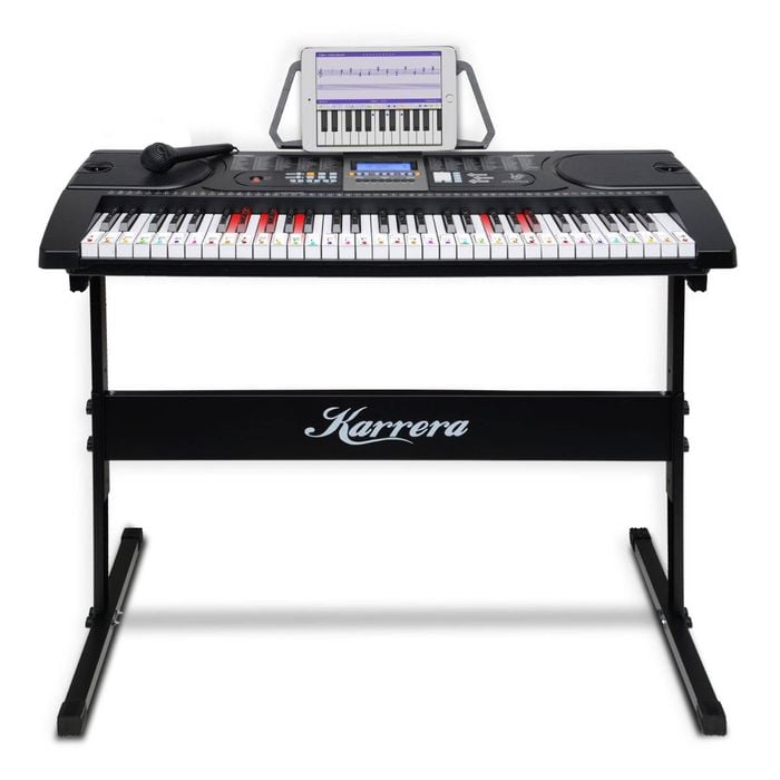Karrera 61-Keys Electronic LED Keyboard Piano with Stand - Black