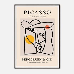 Galrie Picasso's Les Dejeuners Dessins - Iconic Modernist Art Print for Home Decor, Black Frame, A2 42 x 60cm (16 x 24inch)