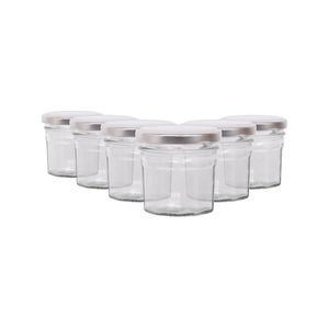 Argon Tableware 90ml Glass Jam Jars With Airtight Silver Lids - Set Of 6 Empty Screw Top Kitchen Storage Preserving Jar