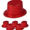 6x GLITTER TOP HAT Fancy Party Plastic Costume Tall Cap Fun Dress Up BULK Red One Size