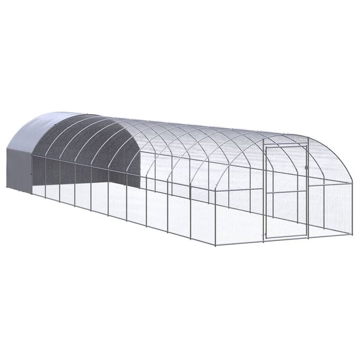 vidaXL Outdoor Chicken Coop Hen House Pet Cage Chicken Run Galvanised Steel