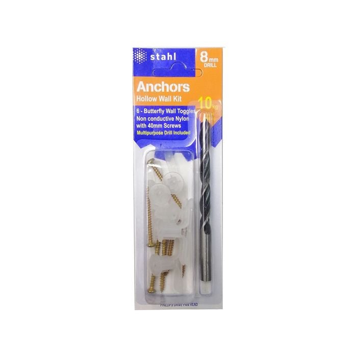 Stahl Hollow Wall Butterfly Kit For 16mm Board With 8mm Drill - 6 Pack
