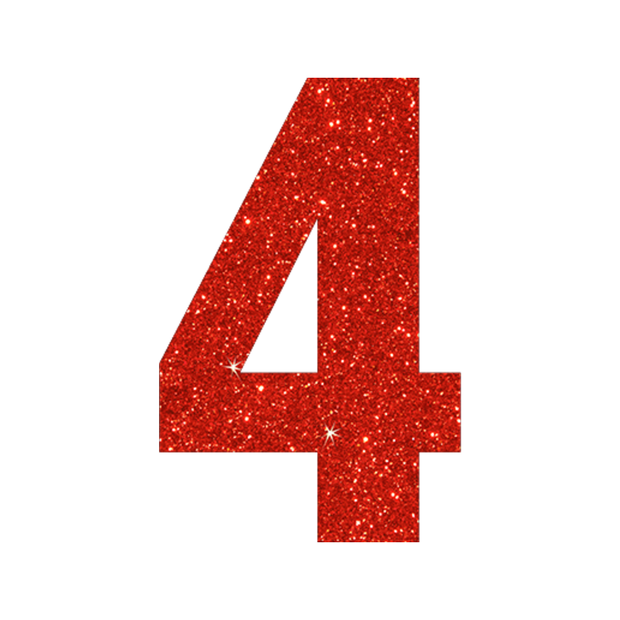 Glitter red number 4.