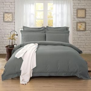 Fabric Fantastic 1000tc Tailored Super King Size Charcoal Quilt/doona/duvet Cover Set
