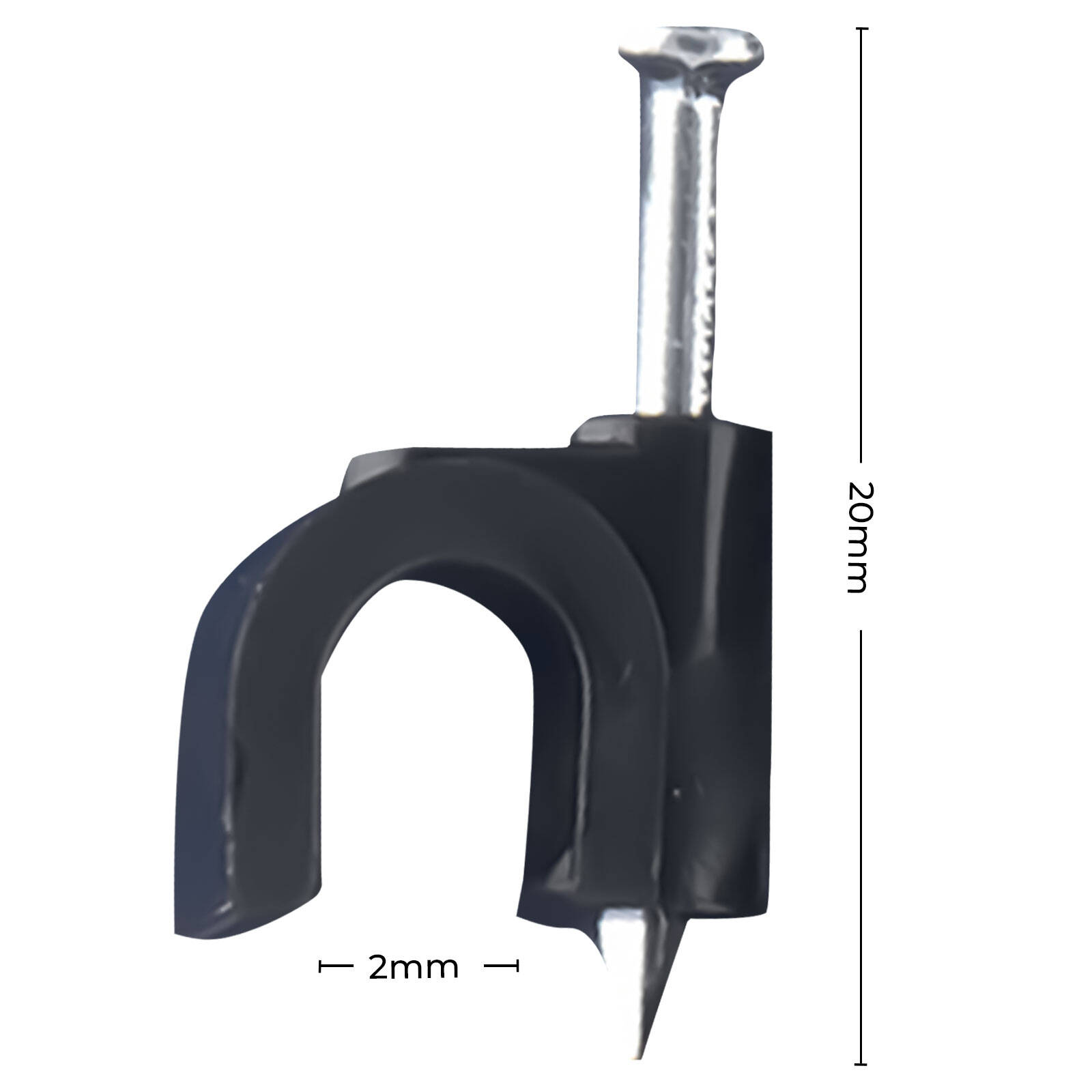 50 Clips De Câble Noirs Ronds 6mm - Avec 2 Pointes - Pour Rangement Câbles électriques