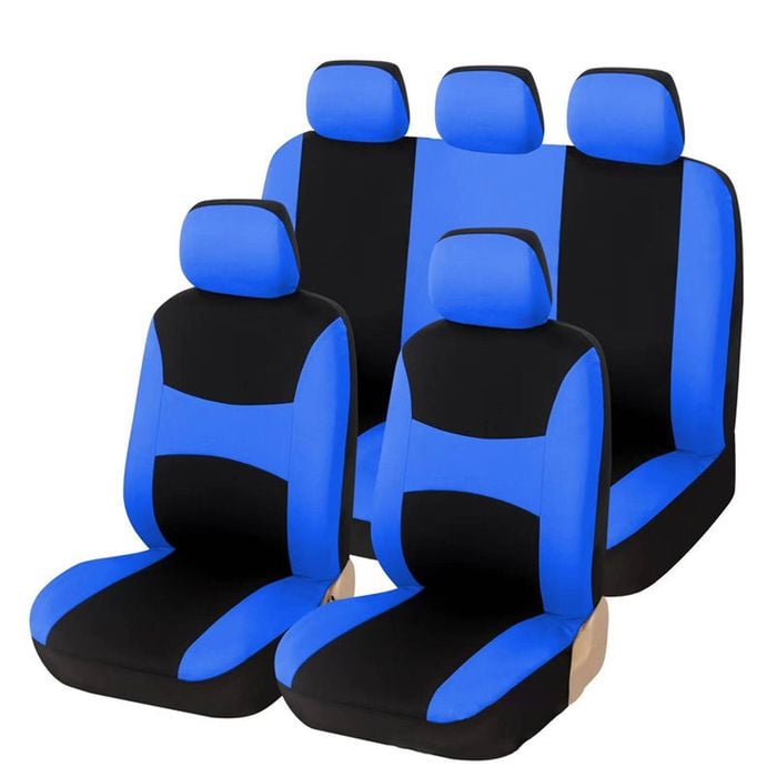 Catzon 9 Pcs Car Seat Covers Airbag Compatible Split Rear For Car Truck Suv-blue