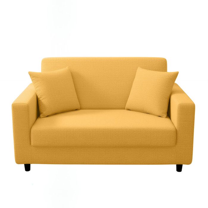 Anyhouz 2 Seater Sofa Cover Plain Yellow Style And Protection For Living Room Sofa Chair Elastic Stretchable Slipcover