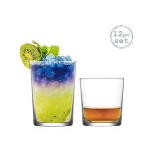 LAV Bodega Highball Tumblers and Doubled Old Fashioned Glasses - Set of 12
