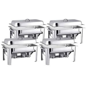 SOGA 4 Pack Chafing Dish Single Pan 9L Stainless Steel Food Warmer
