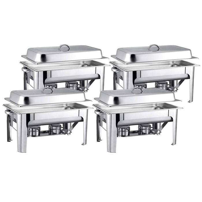 SOGA 4 Pack Chafing Dish Single Pan 9L Stainless Steel Food Warmer