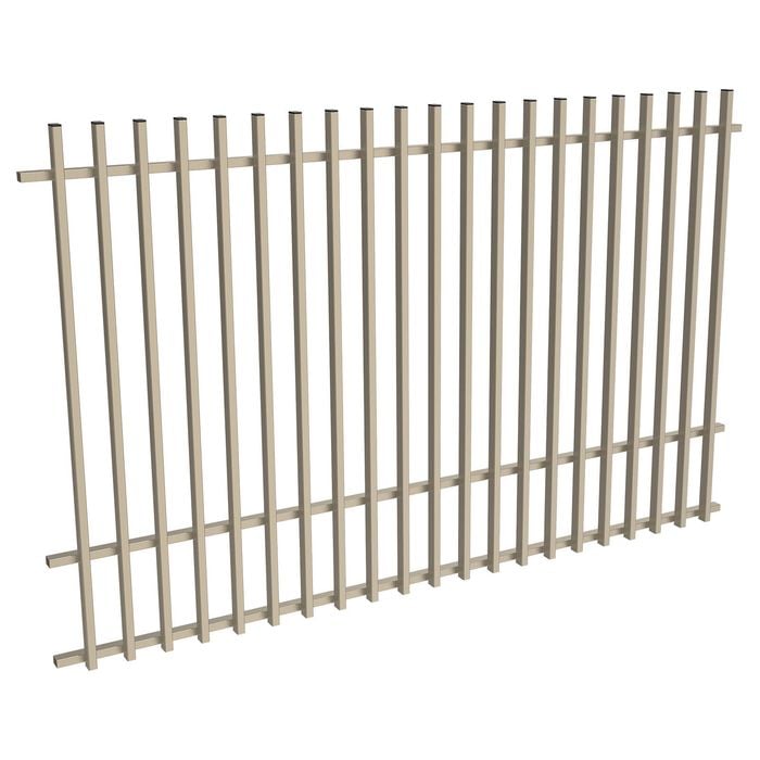 ProtectorAl 1201 - 2399 x 1500mm Paperbark Aluminium Batten Pool Fence Panel with Mid Rail