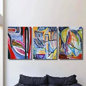 3pcs Oil Painting Brushwork Abstract Print 100% Australian Made 3 x 40x60cm (Metal Print)