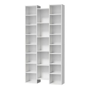 Oikiture Bookshelf Display Shelf CD DVD Storage Media Rack Stand Bookcase White
