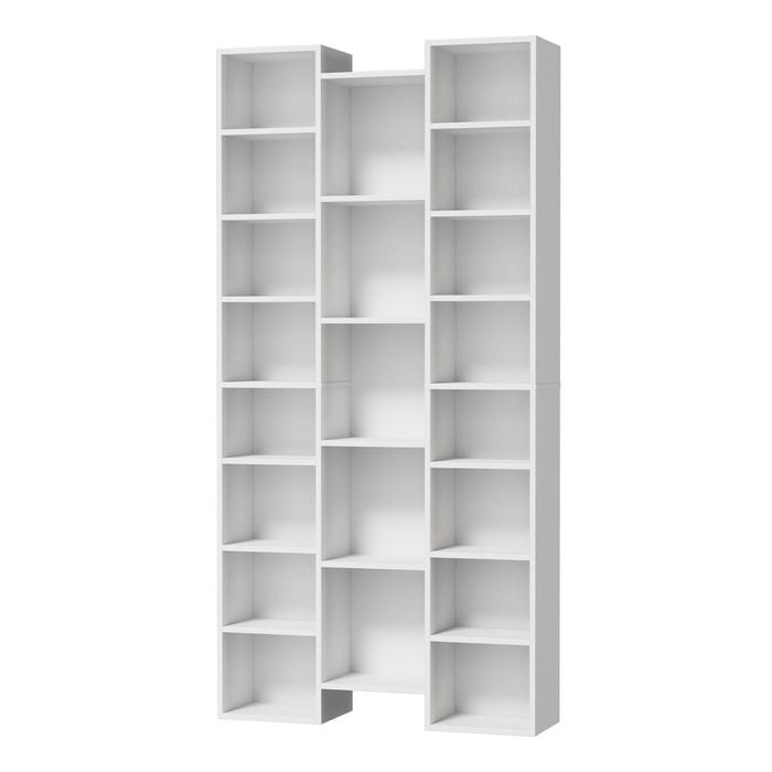 Oikiture Bookshelf Display Shelf CD DVD Storage Media Rack Stand Bookcase White
