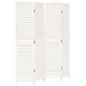 vidaXL Room Divider Privacy Screen Partition 4 Panels White Paulownia