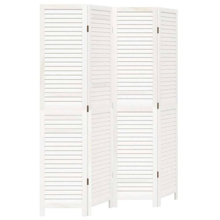 vidaXL Room Divider Privacy Screen Partition 4 Panels White Paulownia