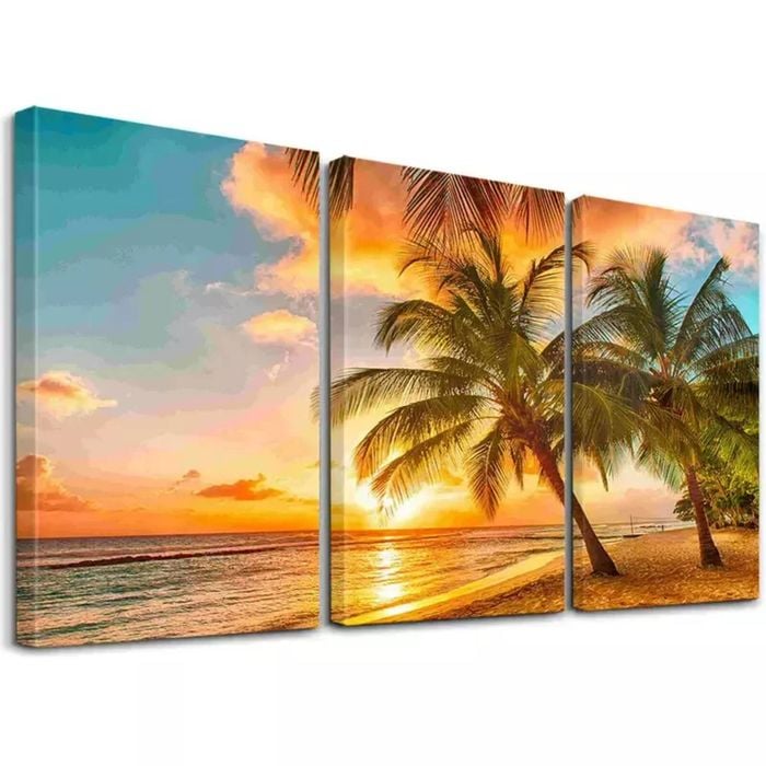 3pcs Tropical Beach Print 100% Australian Made 3 x 40x60cm  (Stretched)
