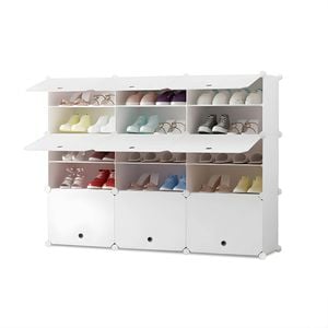 SOGA 5 Tier 3 Column Shoe Rack White