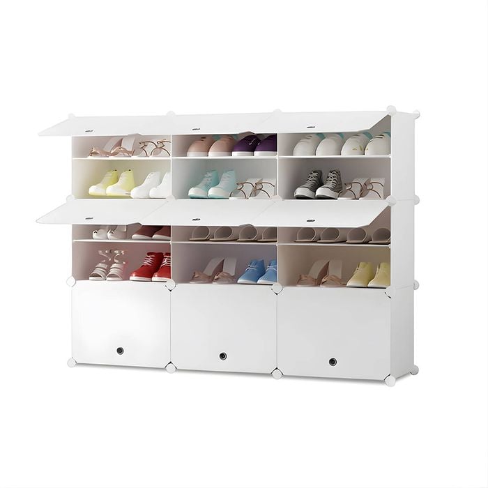 SOGA 5 Tier 3 Column Shoe Rack White