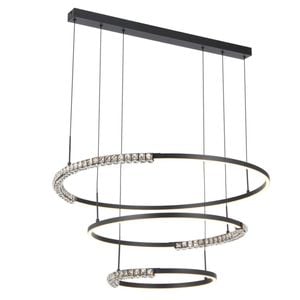 Telbix Brera Contemporary Pendant Hanging Lamp Light Metal Aluminium Crystal Silicon Black Sand