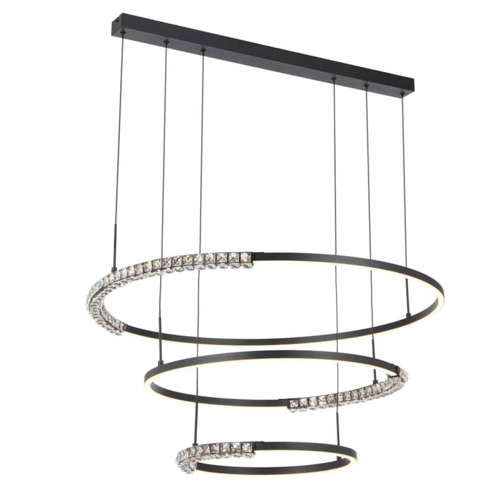 Telbix Brera Contemporary Pendant Hanging Lamp Light Metal Aluminium Crystal Silicon Black Sand