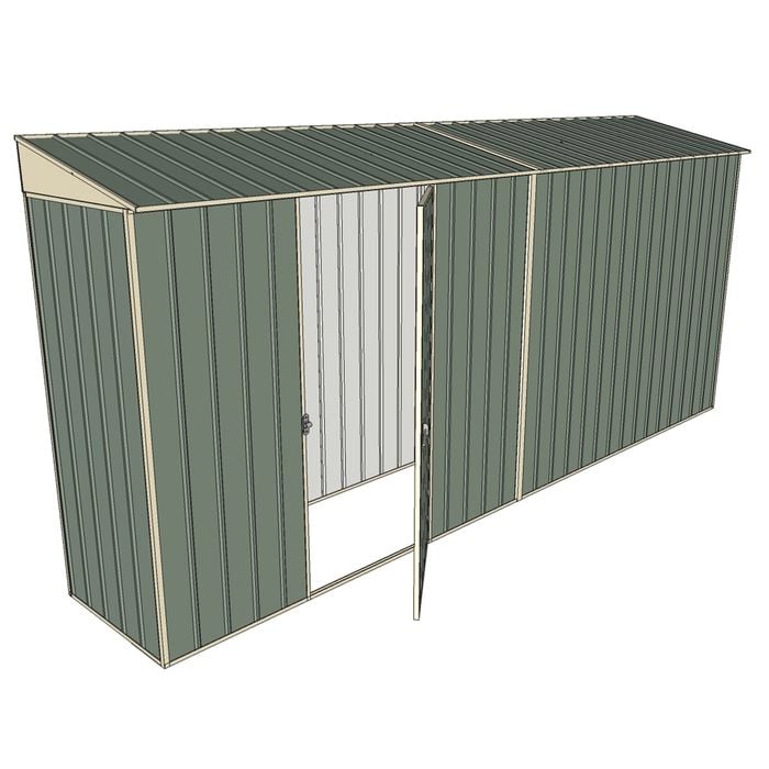 Build-a-Shed 0.8 x 4.5 x 2m Skillion Single Hinged Side Door Shed - Green