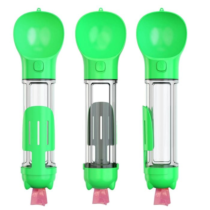 Yes4pets  4 In 1 Portable Pet Dog Puppy Cat Drinking Mug Water Feeder Bottle Valve Travel Bottle Green