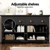 HOMFURN 130cm Black Sideboard Buffet with Glass Doors, 2 Drawers & Adjustable Shelves, 60kg Capacity Hallway Cabinet