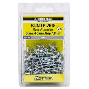 Otter 4.0 x 4.8mm Open Aluminium Blind Rivets - 100 Pack