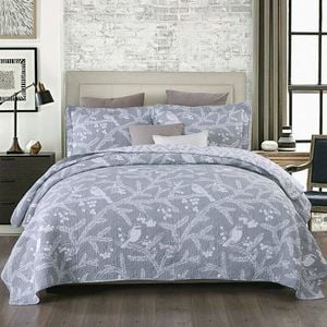 Bloomington 100% Cotton Lightly Quilted Coverlet Set Acacia Grey Queen