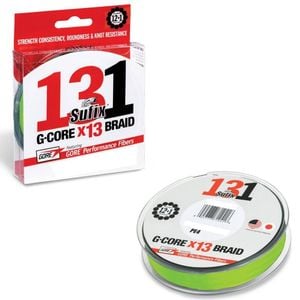 300yd Spool 30lb Sufix 131 G-Core X13 Braided Fishing Line Neon Chartreuse Braid