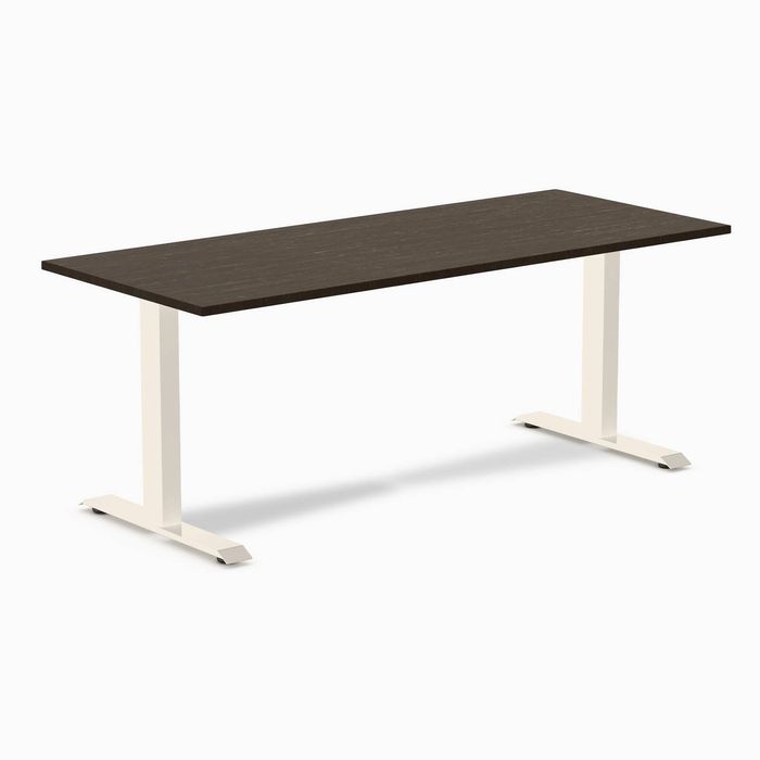 Desky Fixed Height Bamboo Office Desk Wheat Frame 180cm - Dark Bamboo