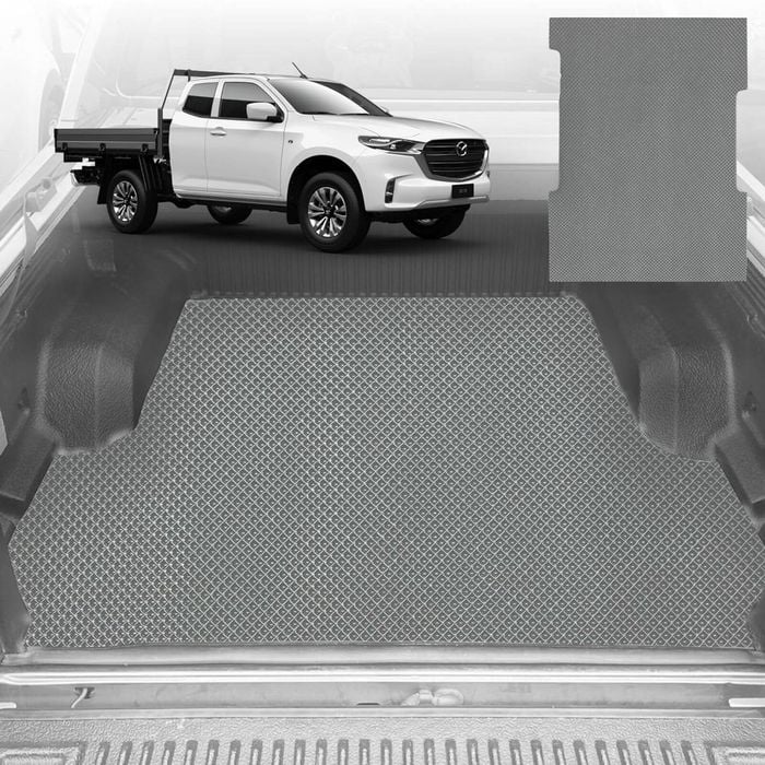 6D Diamond Ute Tub Mat for Mazda BT-50 (J97M) Dual Cab 2006-2011 (with Spray On Liner or No Liner) - Grey