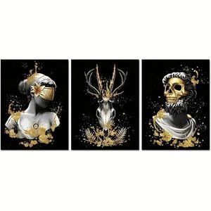 3pcs Retro Horror Theme Portrait Print 100% Australian Made 3 x 40x60cm (Metal Print)