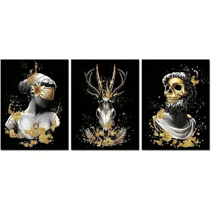 3pcs Retro Horror Theme Portrait Print 100% Australian Made 3 x 40x60cm (Metal Print)