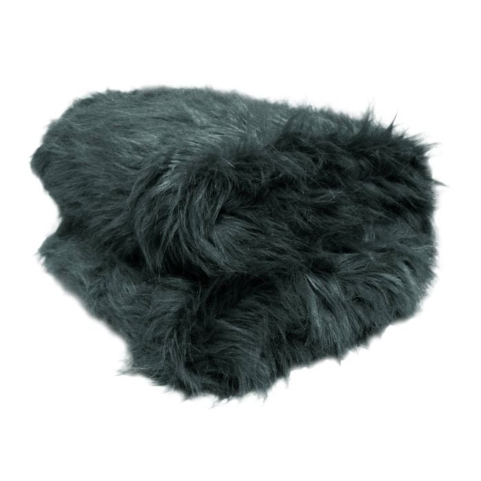 Bloomington Natural Tone Faux Fur Long Hair Extra Large Throw Blanket Charcoal