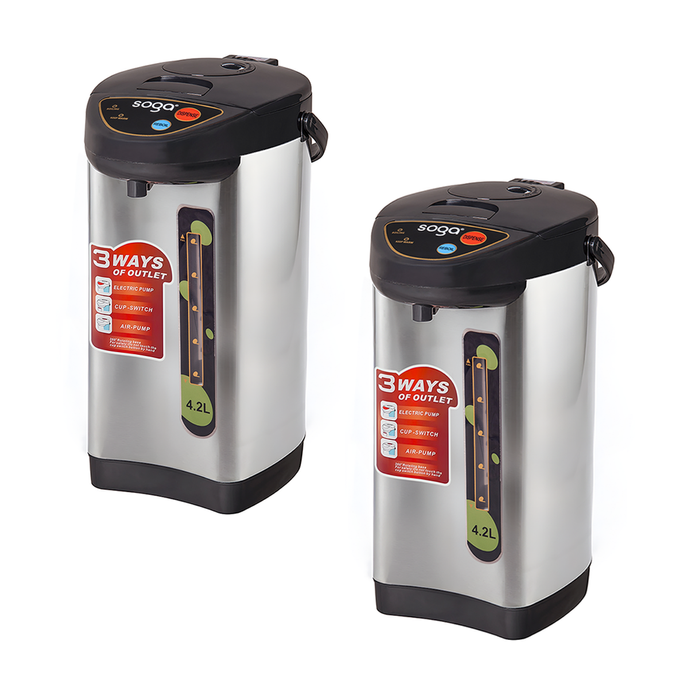 SOGA 2X 4.2L Silver Electric Kettle Water Boiler 3 Dispensing Modes Keep Warm