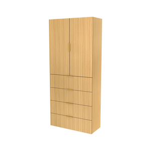 Lugna 2048 x 900 x 380mm Sand 3 Shelf 4 Drawers Double Door Storage Cabinet