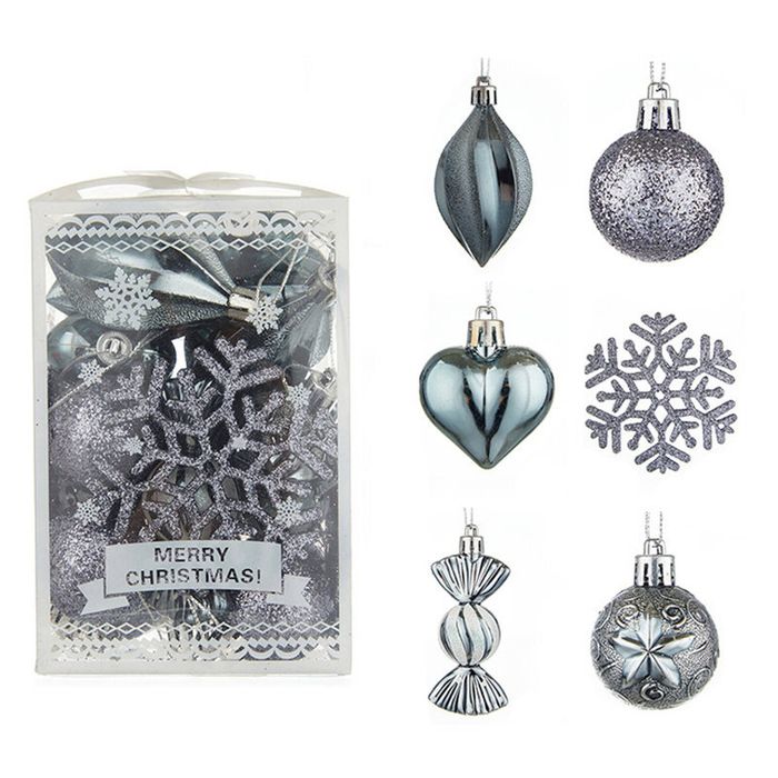 Catzon 26Pcs Christmas Tree Ball Ornaments Set-SilverGrey
