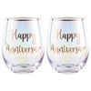 2pc Anniversary 600ml Stemless Wine Glass Gift Set Rose Gold