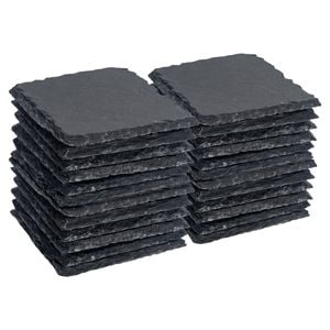 Argon Tableware 10cm Square Slate Coasters - Set Of 24 Drink Coasters Stone Natural Slate Drink Placemats Mug Glass Cup Mats