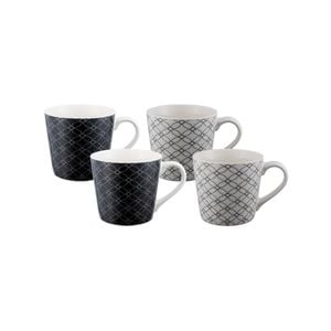 Bundanoon New Bone China Coffee & Tea Mugs - 400ml Mono Geometrics