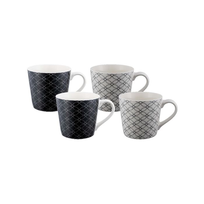 Bundanoon New Bone China Coffee & Tea Mugs - 400ml Mono Geometrics
